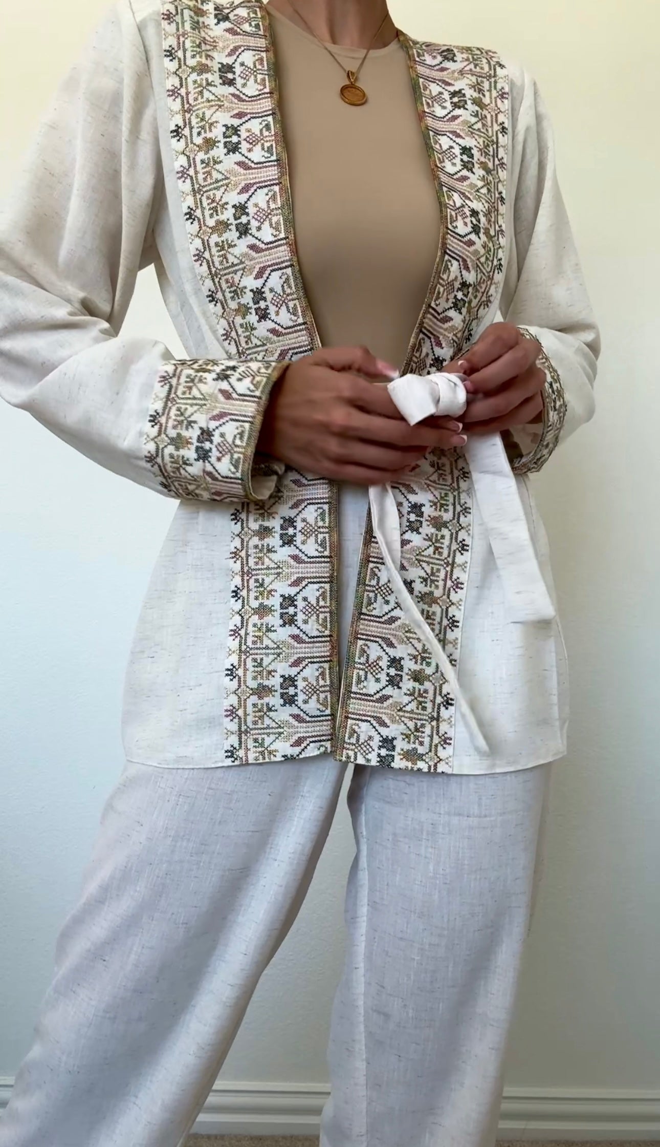 Linen Belted Tatreez Set