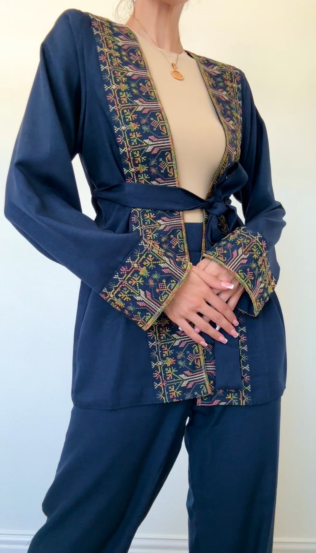 Linen Belted Tatreez Set