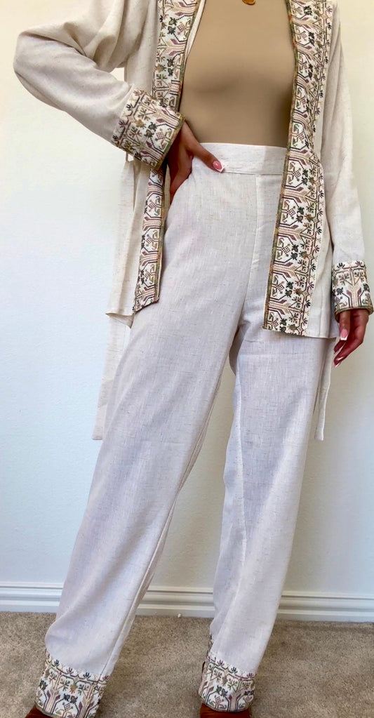 Linen Belted Tatreez Set