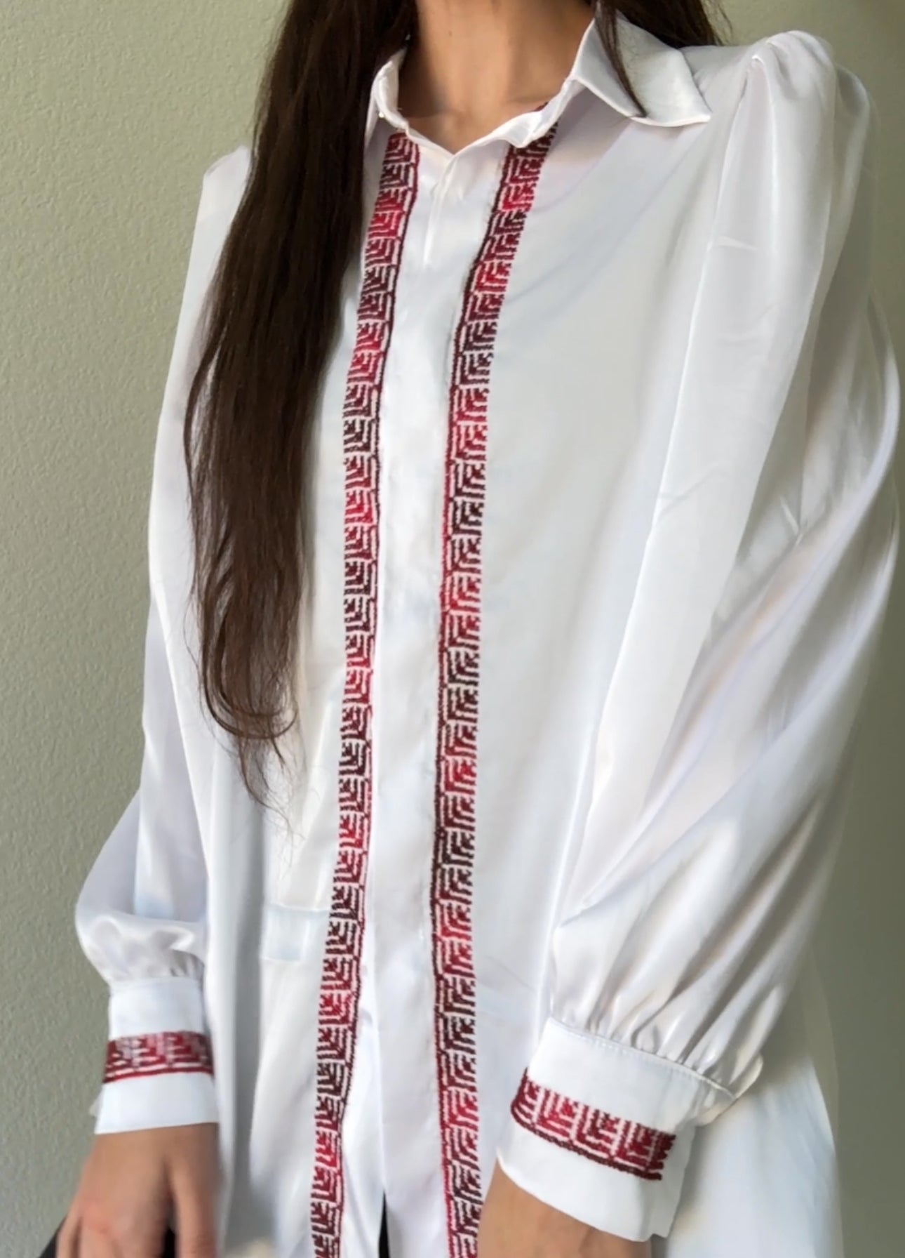 Hand stitched satin top