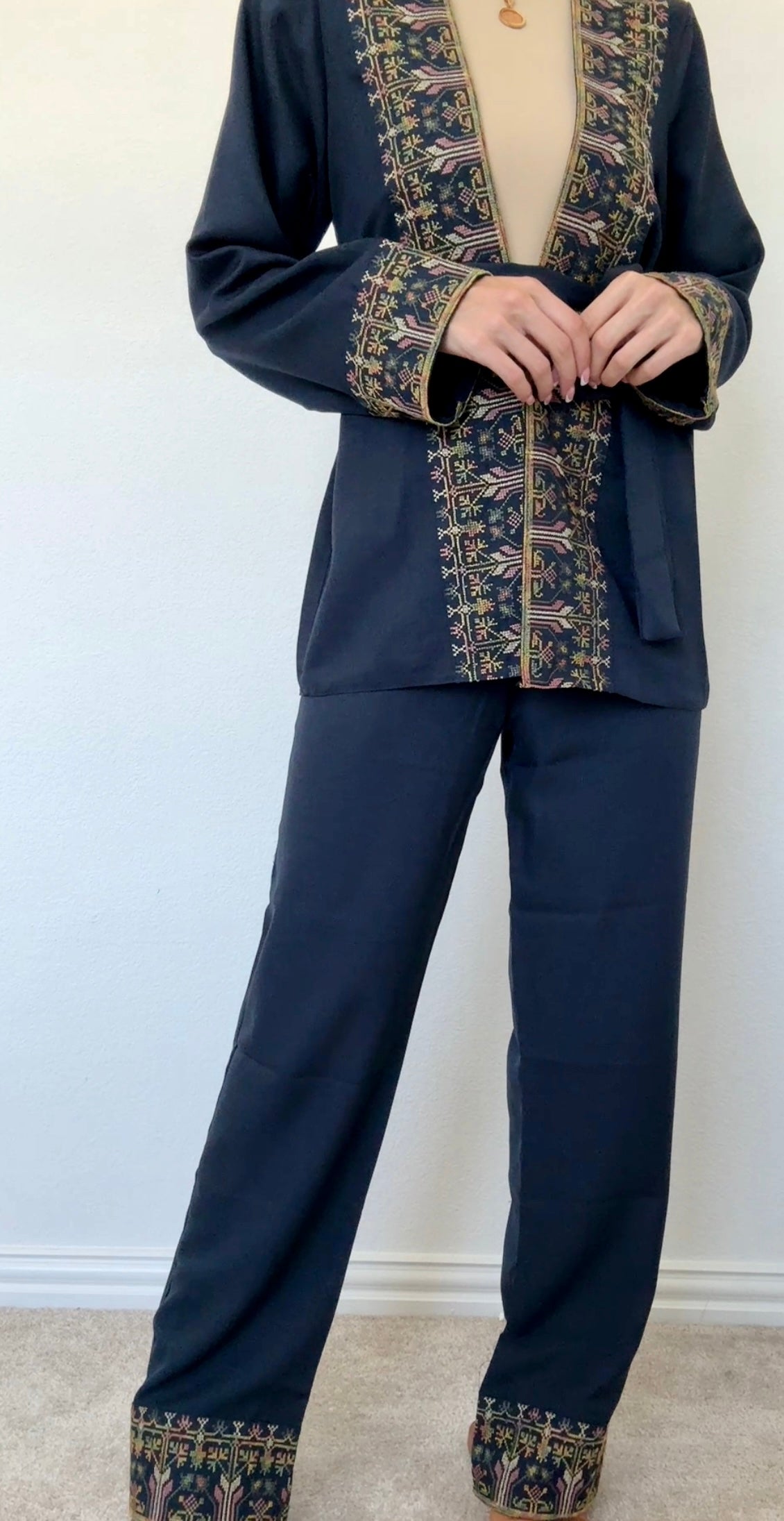 Linen Belted Tatreez Set